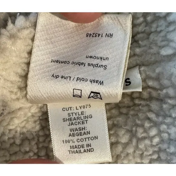 REFORMATION Size Small Shearling Street Jacket Jean Denim Trucker Sherpa READ - Picture 7 of 10